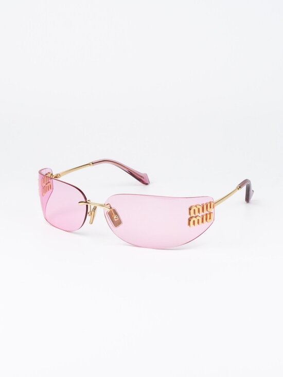 Miu Miu Women Sunglasses Gold Pink Mirror Rectangle Rimless MUA51S 5AK90Y main image 6